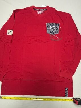 Enyce Men's Red Crewneck Shirt with Contrast Pocket - size L